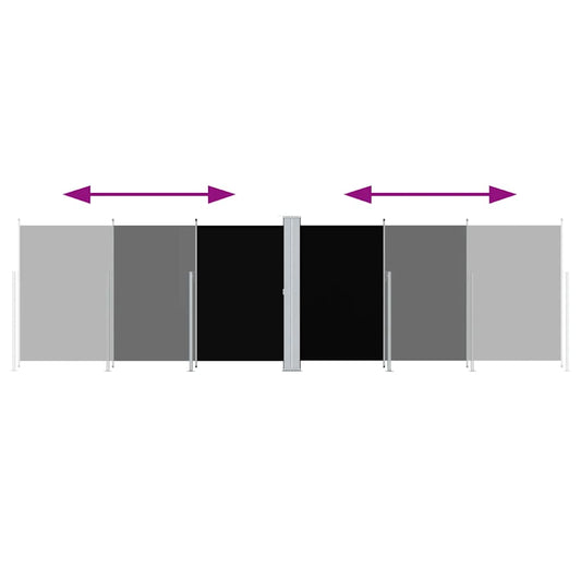 Uttrekkbar sidemarkise 180x600 cm svart