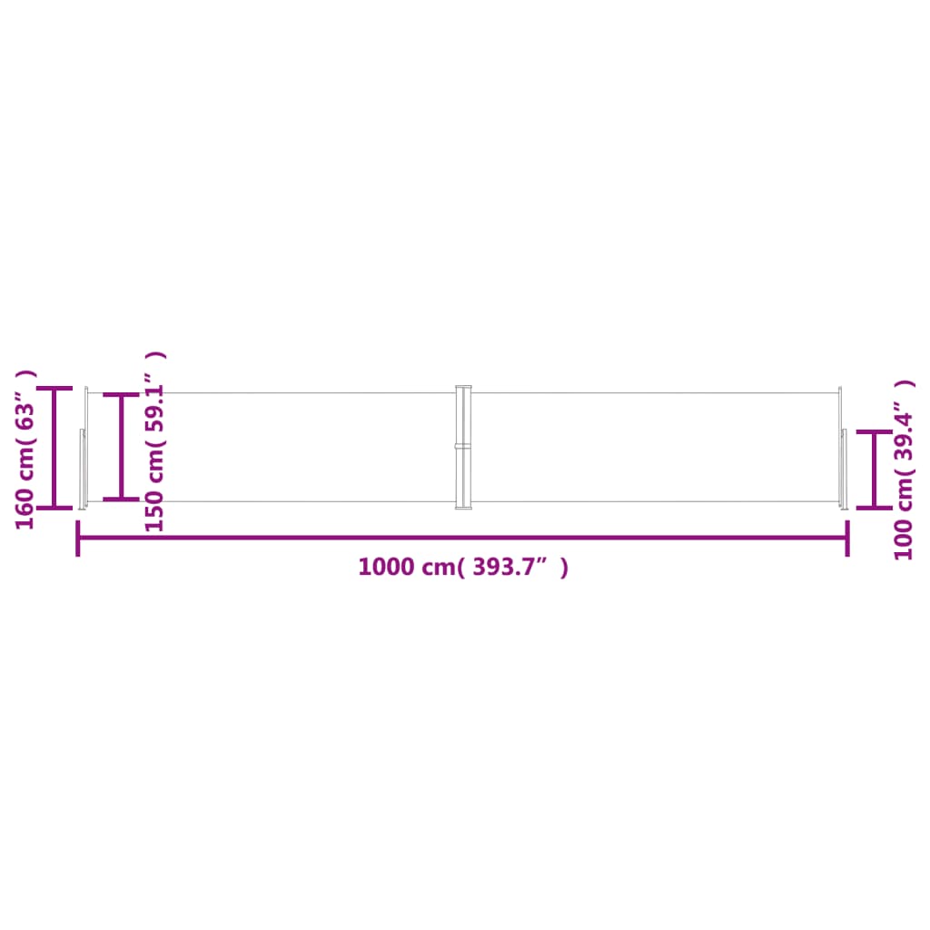 Uttrekkbar sidemarkise 160x1000 cm antrasitt