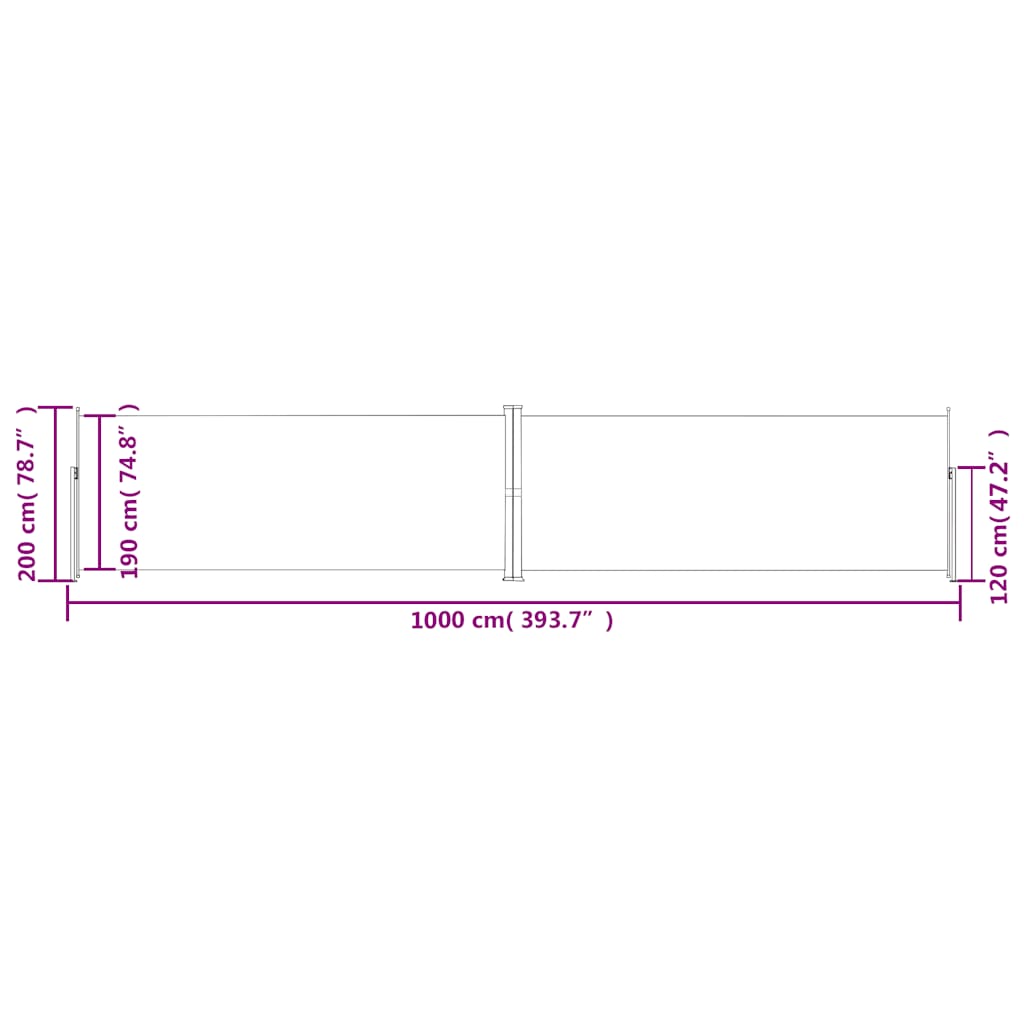 Uttrekkbar sidemarkise 200x1000 cm blå