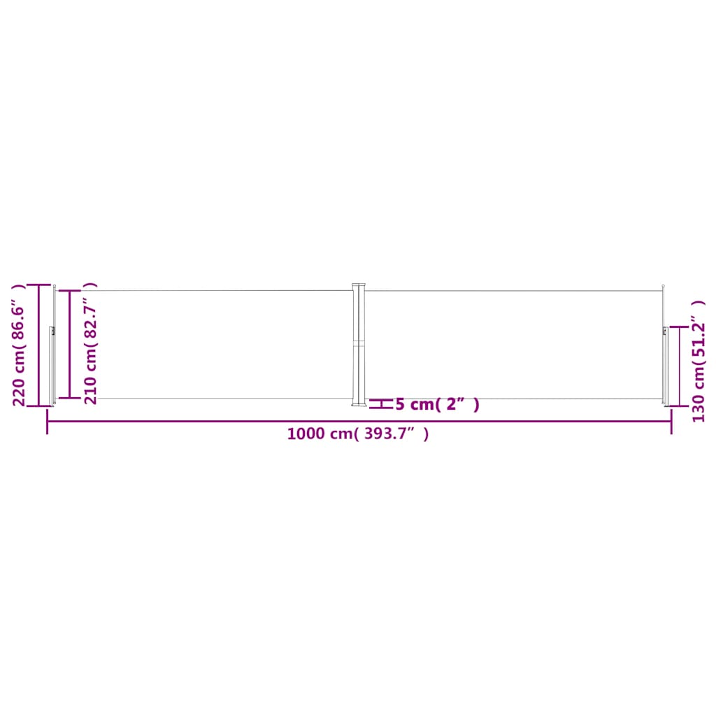 Uttrekkbar sidemarkise 220x1000 cm antrasitt