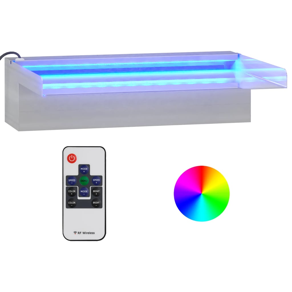 Vannfall med RGB LED rustfritt stål 30 cm
