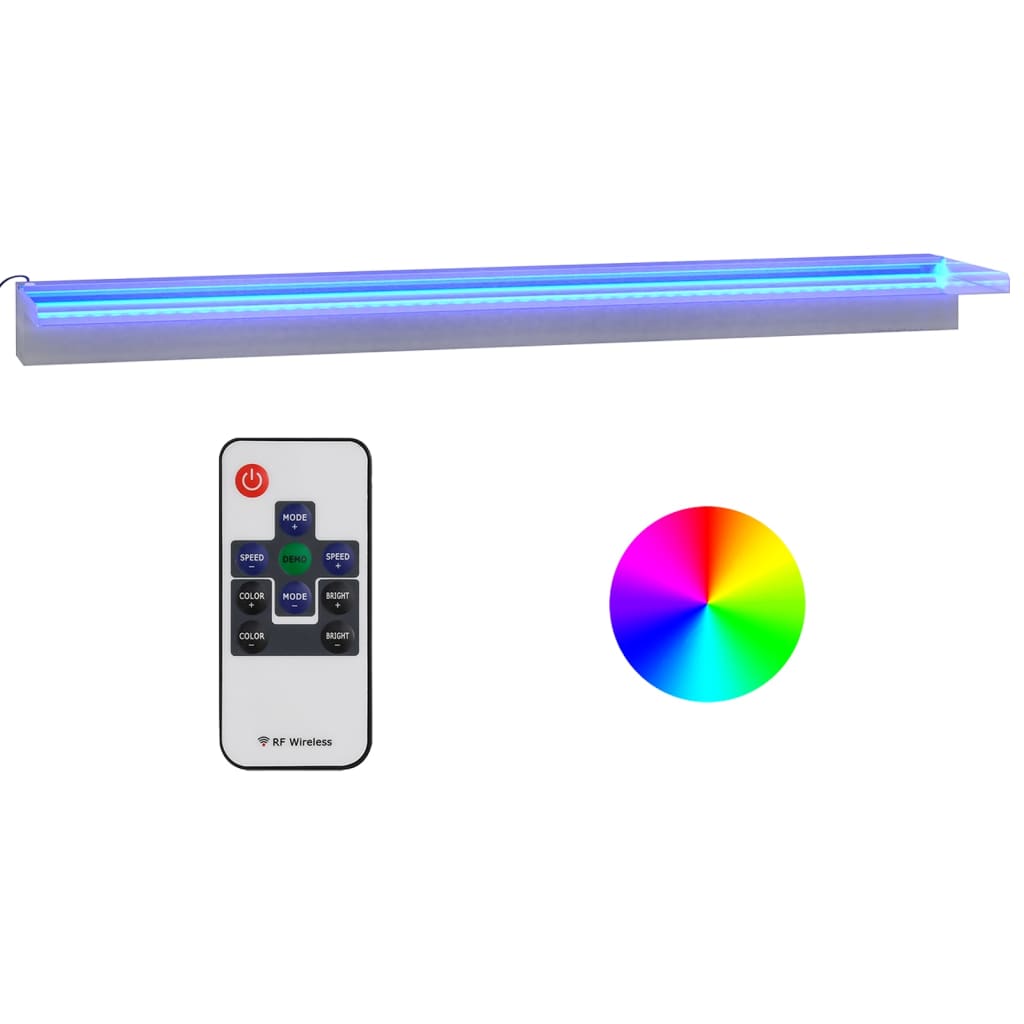 Vannfall med RGB LED rustfritt stål 108 cm