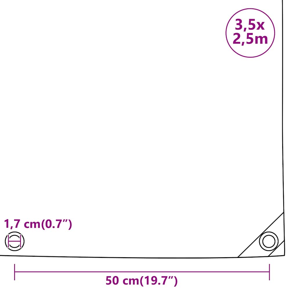 Presenning 650 g/m² 3,5x2,5 m svart