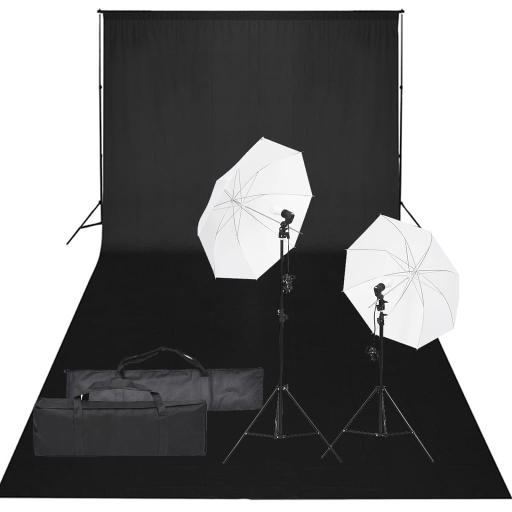 Fotostudiosett med lyssett og bakgrunn