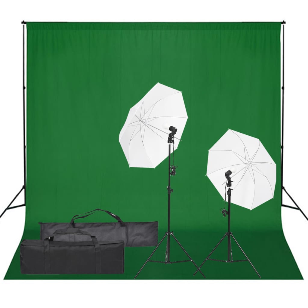 Fotostudiosett med lyssett og bakgrunn