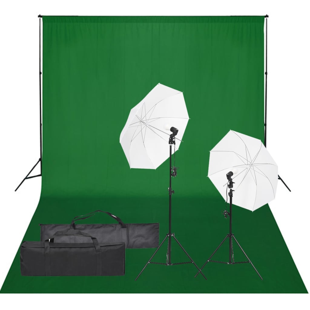 Fotostudiosett med lyssett og bakgrunn