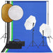 Fotostudiosett med lyssett, bakgrunn og reflektor