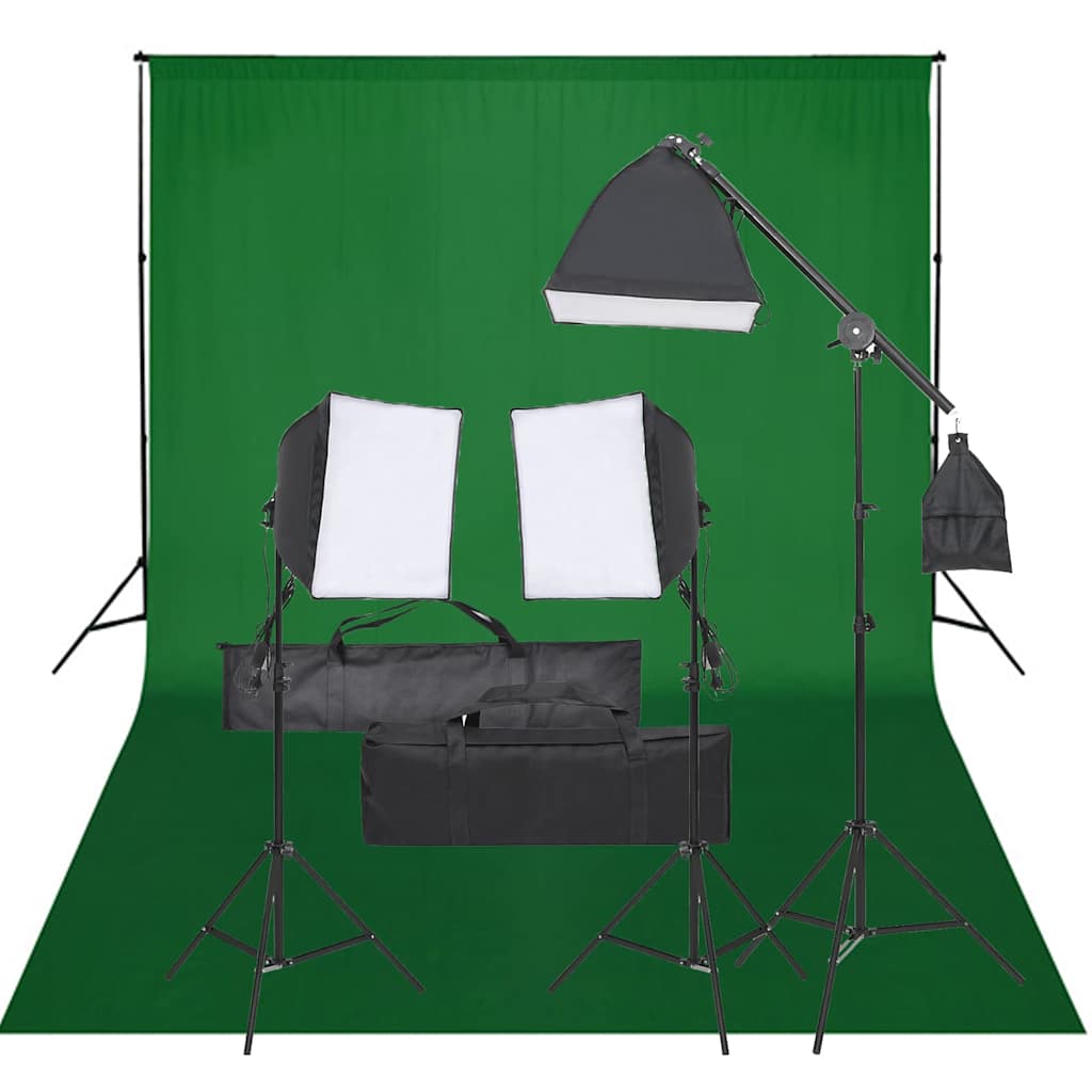 Fotostudiosett med lyssett og bakgrunn
