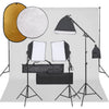 Fotostudiosett med lyssett, bakgrunn og reflektor