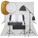 Fotostudiosett med lyssett, bakgrunn og reflektor