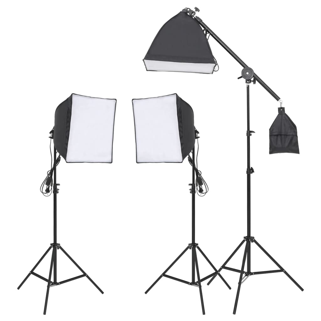 Fotostudiosett med lyssett og bakgrunn