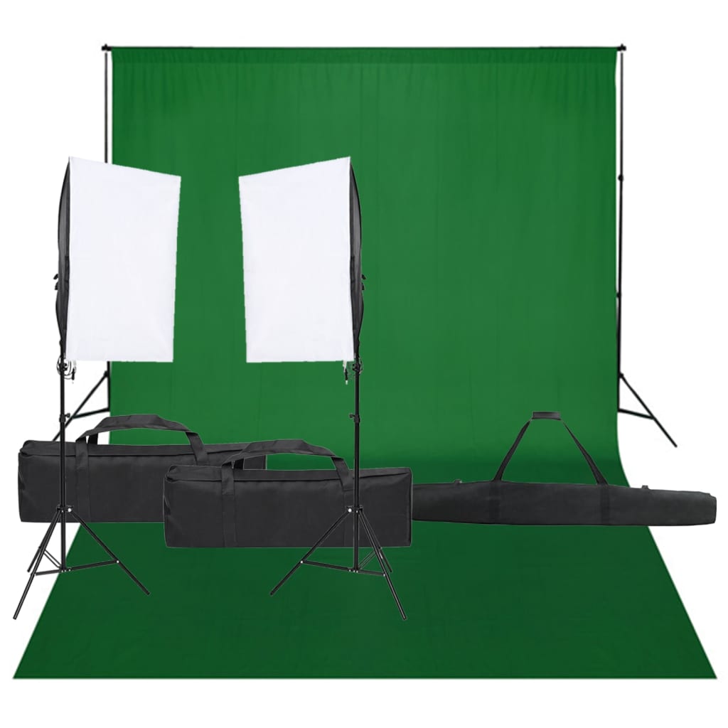 Fotostudiosett med lyssett og bakgrunn