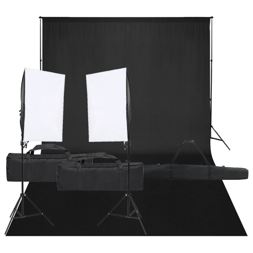 Fotostudiosett med lyssett og bakgrunn