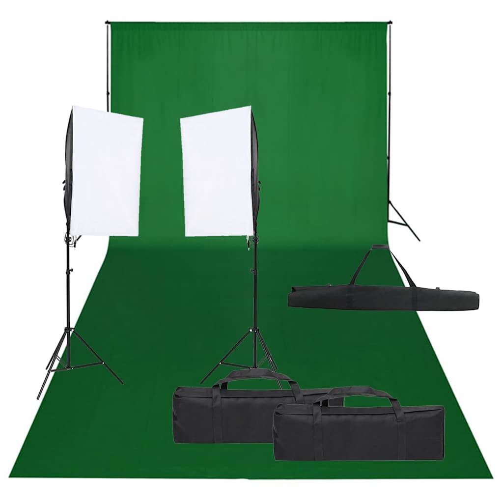 Fotostudiosett med lyssett og bakgrunn