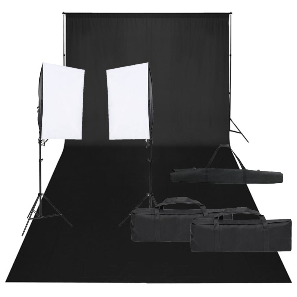 Fotostudiosett med lyssett og bakgrunn