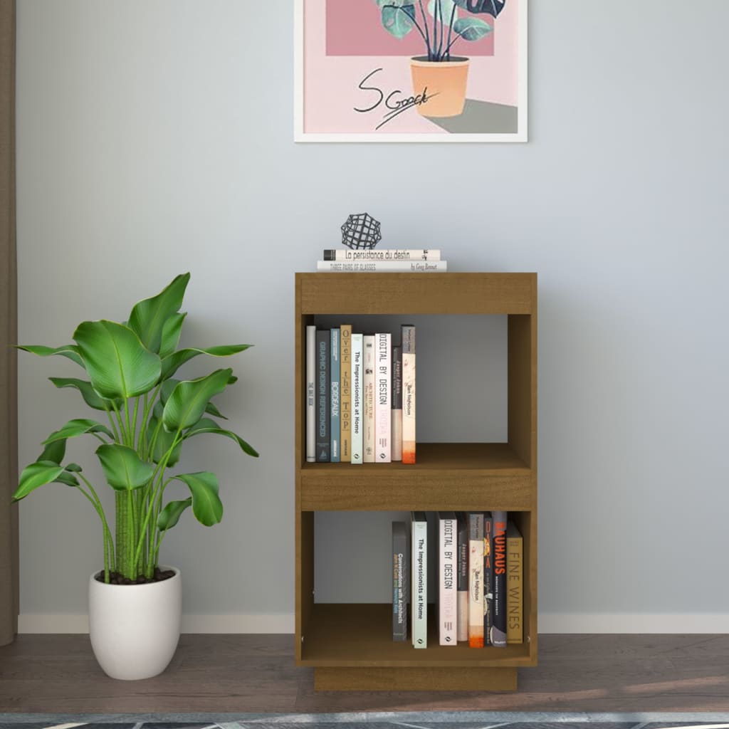 Bokhylle honningbrun 40x35x71 cm heltre furu