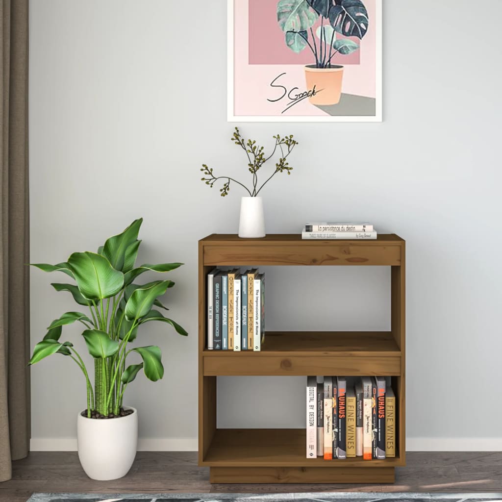 Bokhylle honningbrun 60x35x71 cm heltre furu