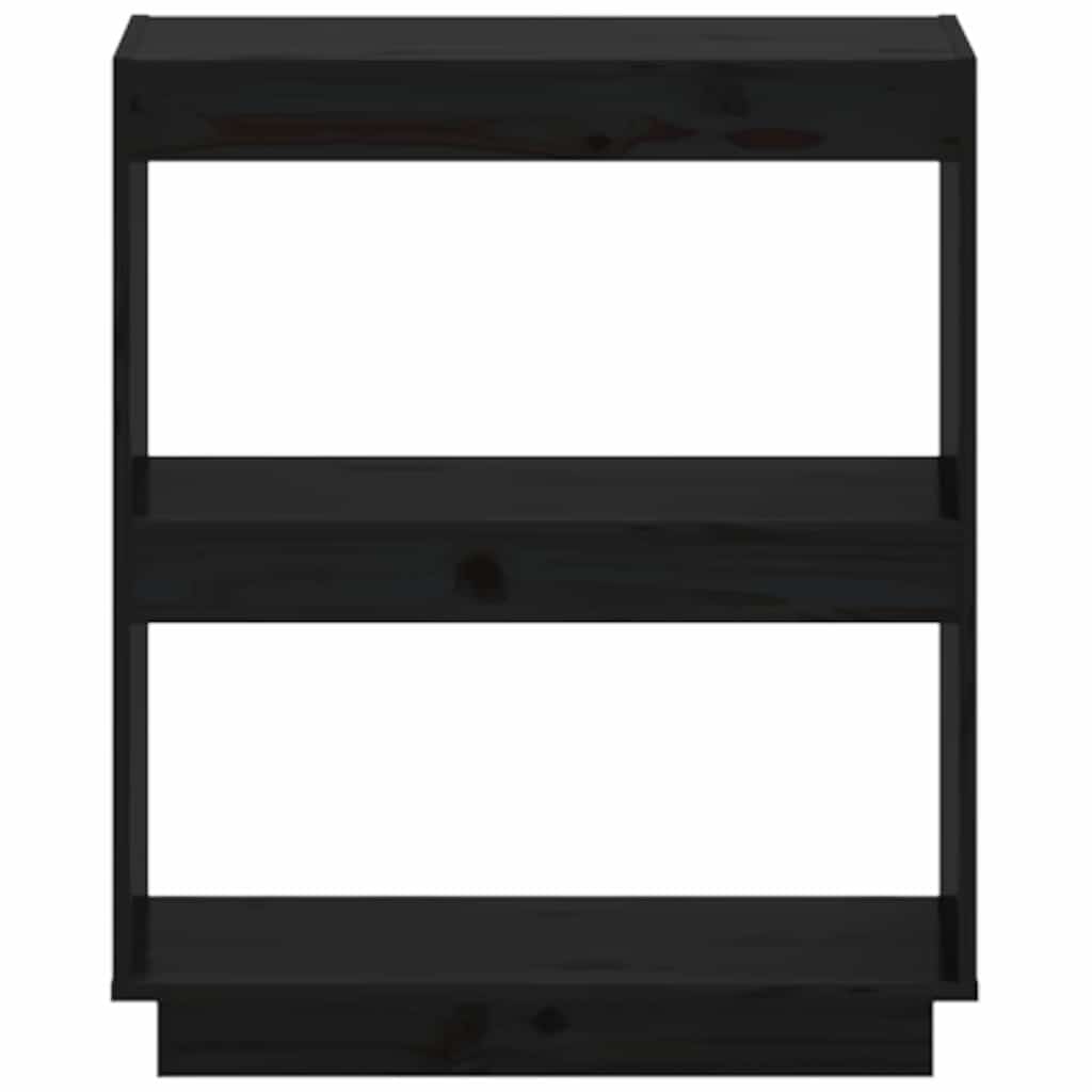 Bokhylle svart 60x35x71 cm heltre furu