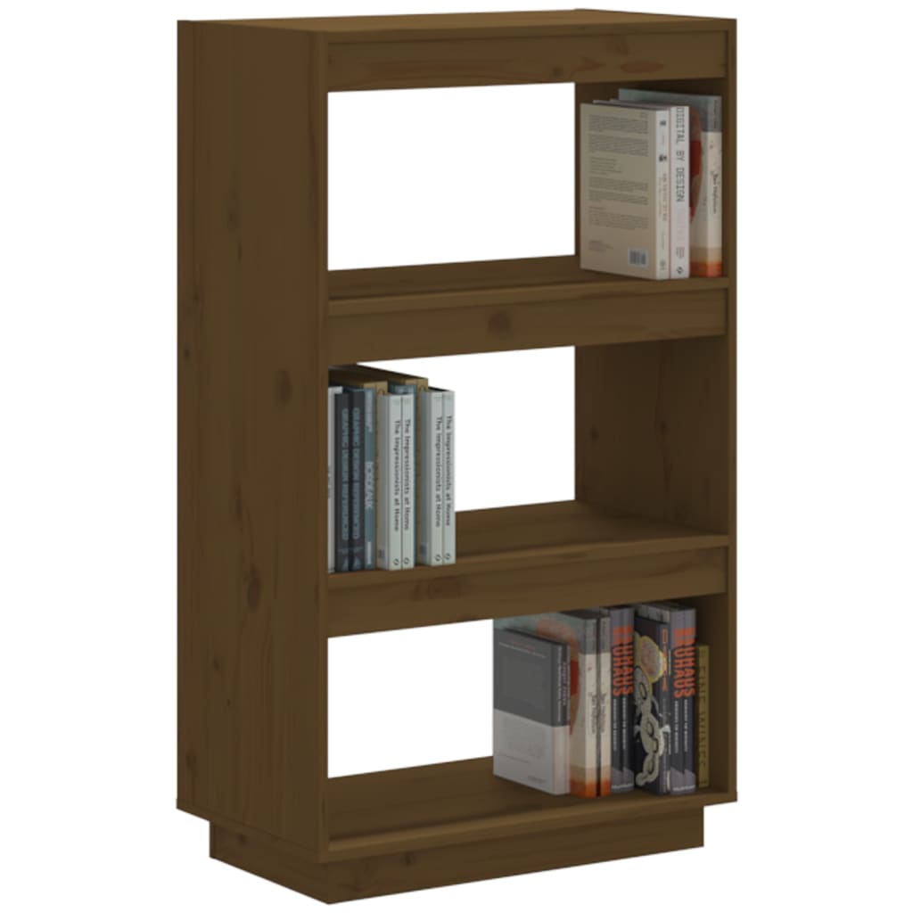 Bokhylle/romdeler honningbrun 60x35x103 cm heltre furu