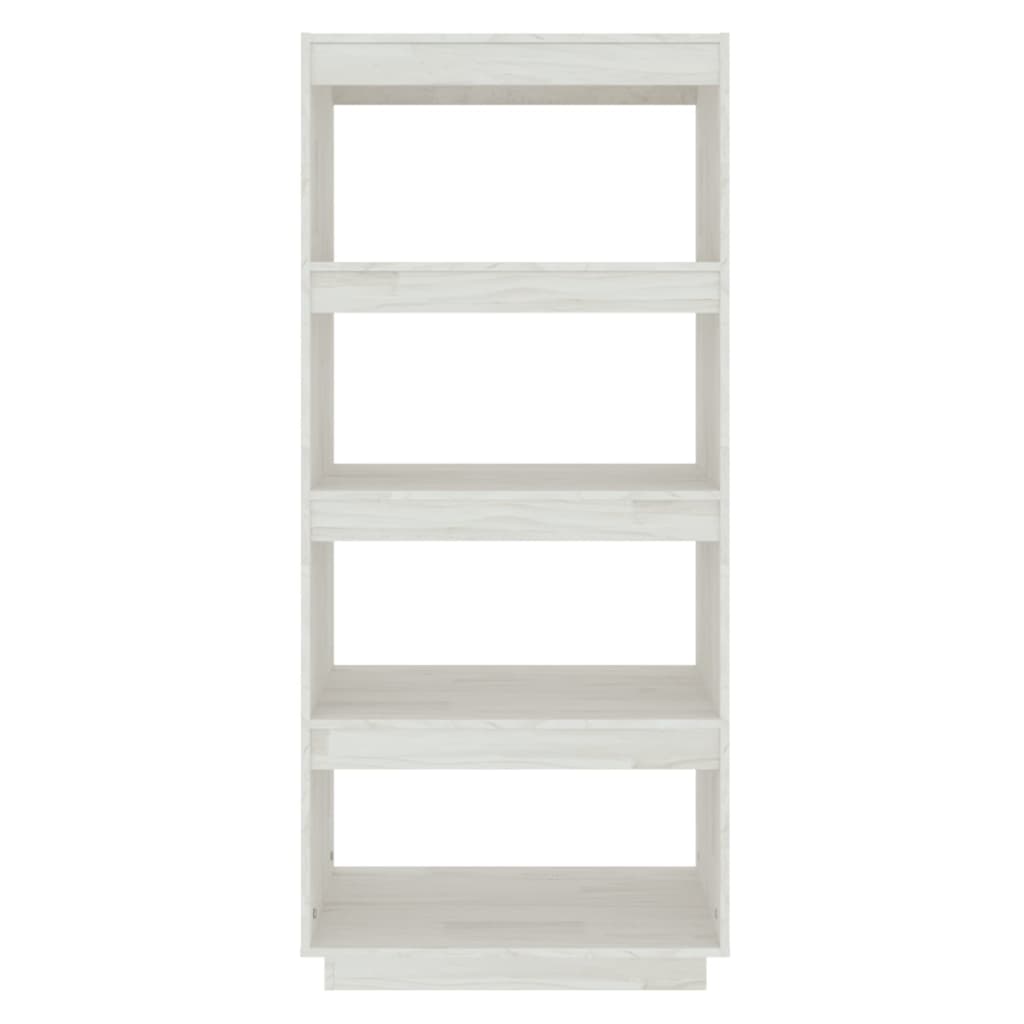 Bokhylle/romdeler hvit 60x35x135 cm heltre furu