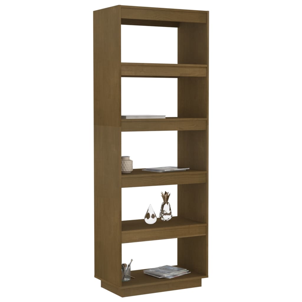 Bokhylle/romdeler honningbrun 60x35x167 cm heltre furu