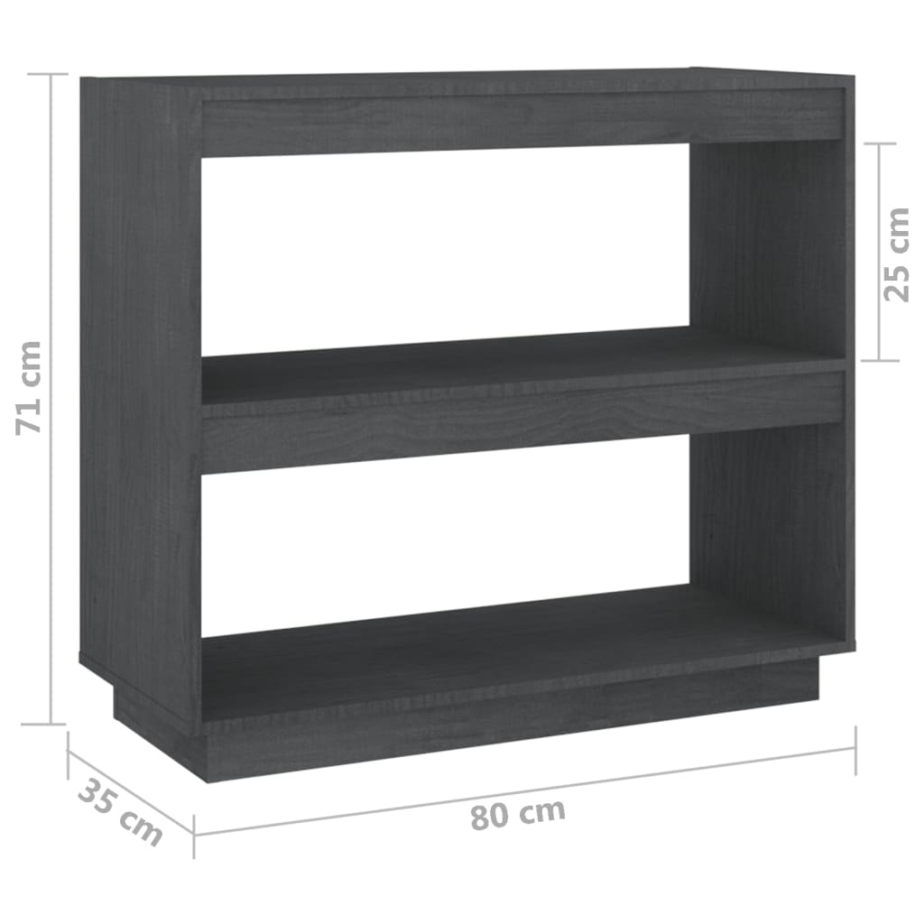 Bokhylle grå 80x35x71 cm heltre furu