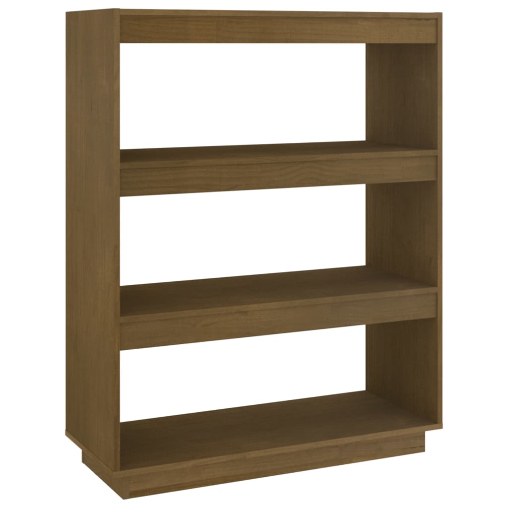 Bokhylle/romdeler honningbrun 80x35x103 cm heltre furu