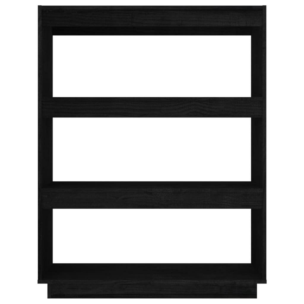 Bokhylle/romdeler svart 80x35x103 cm heltre furu