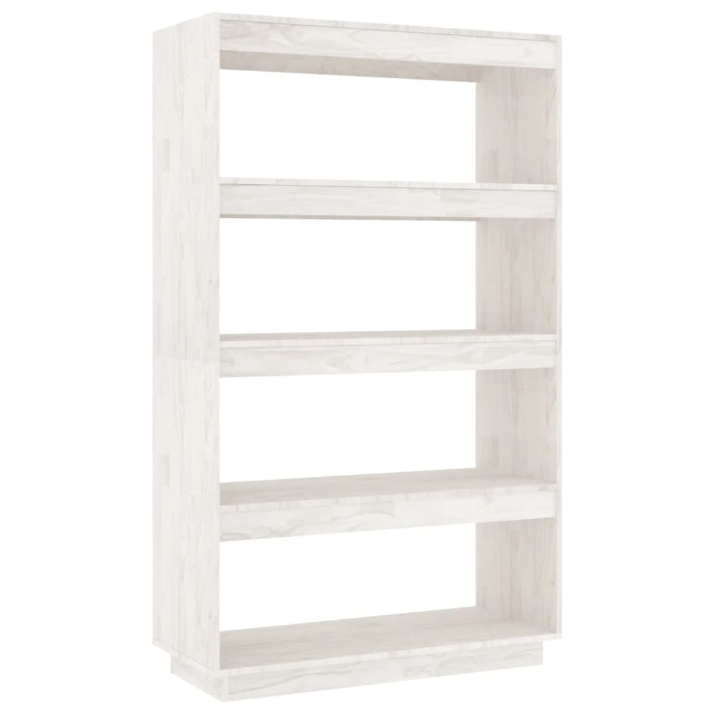 Bokhylle/romdeler hvit 80x35x135 cm heltre furu