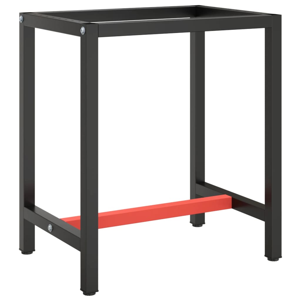 Ramme til arbeidsbenk matt svart og rød 70x50x79 cm metall