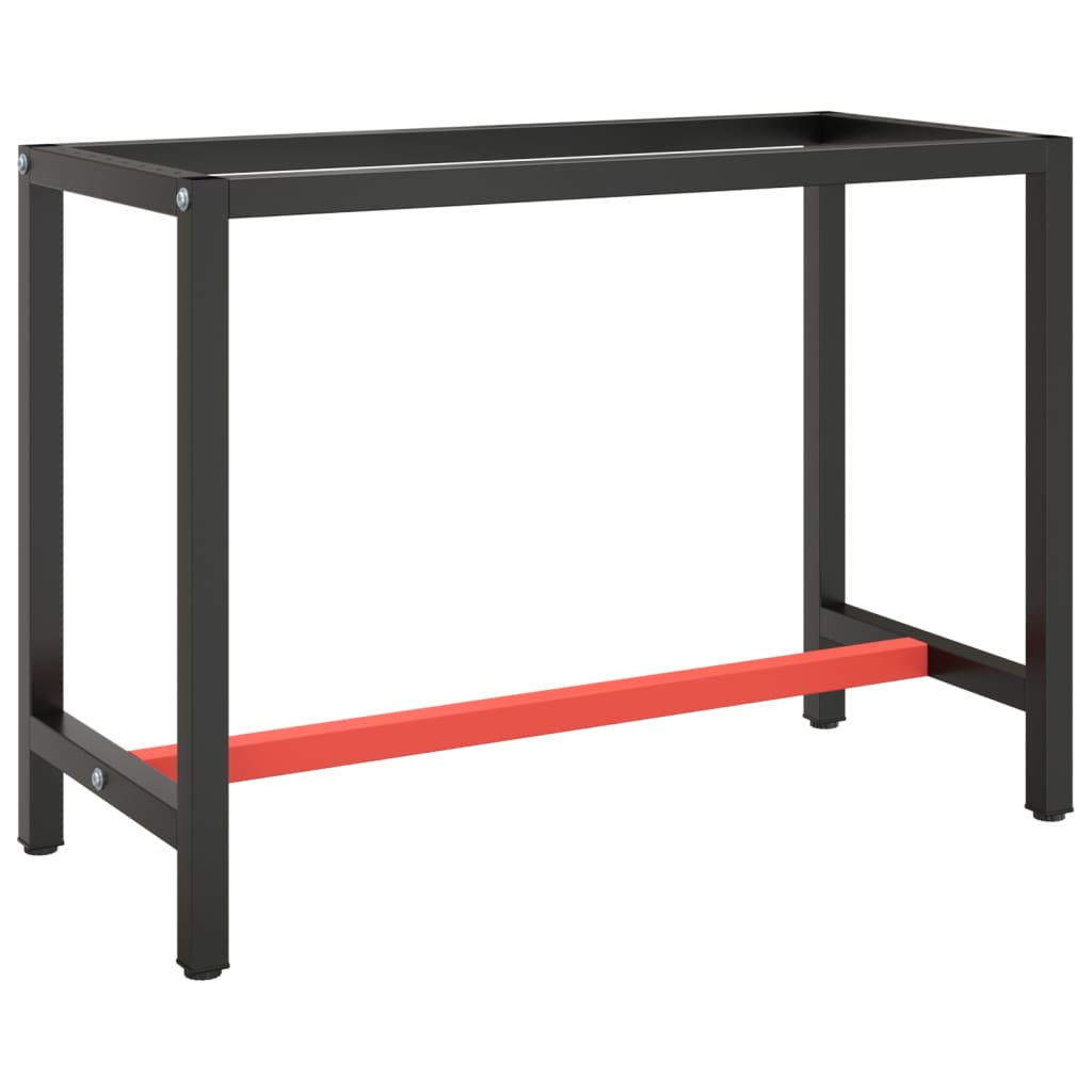 Ramme til arbeidsbenk matt svart og rød 110x50x79 cm metall