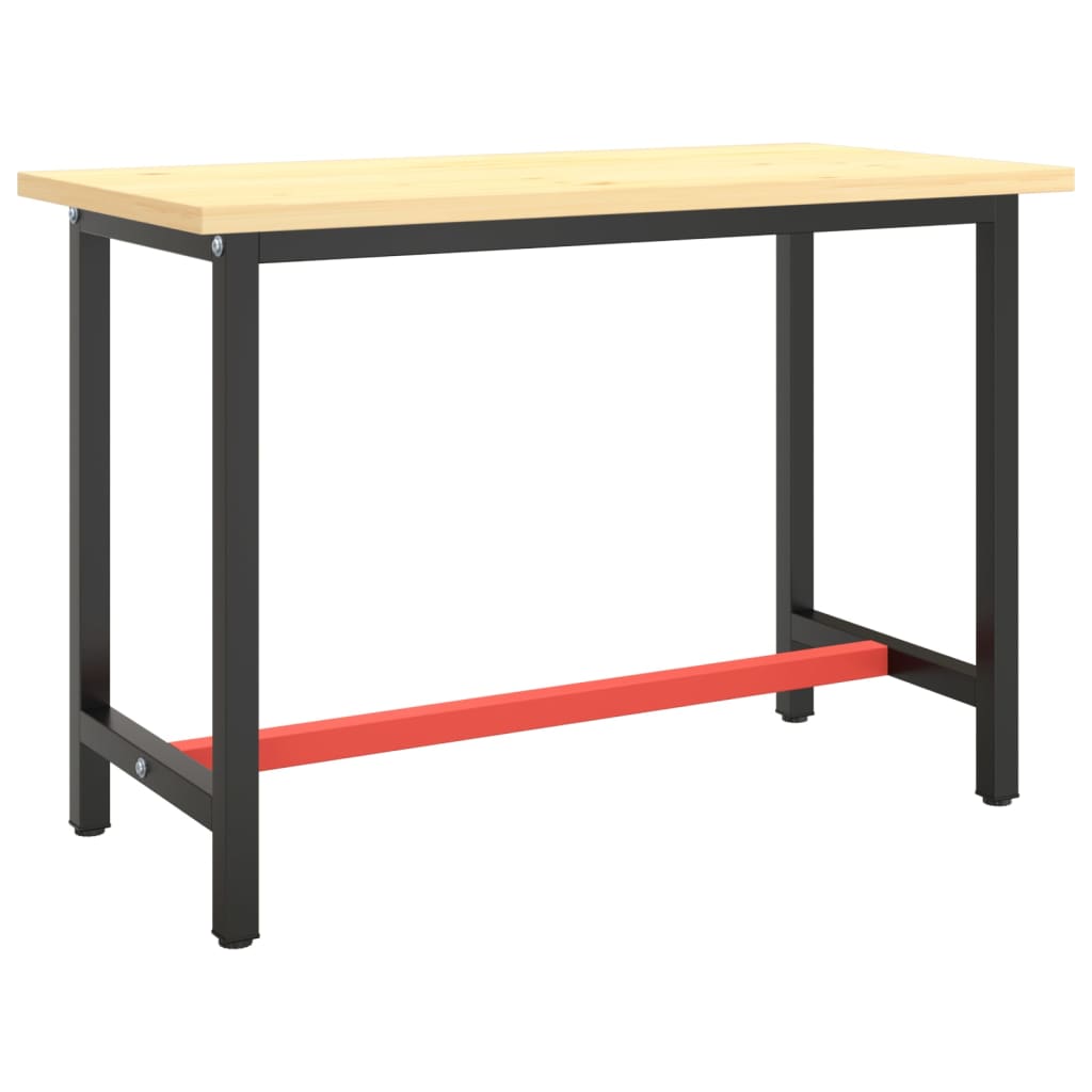 Ramme til arbeidsbenk matt svart og rød 110x50x79 cm metall