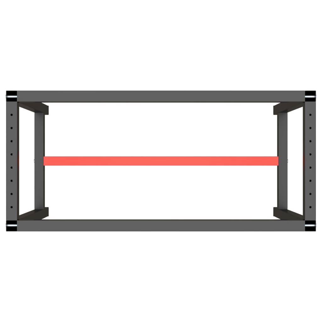 Ramme til arbeidsbenk matt svart og rød 110x50x79 cm metall