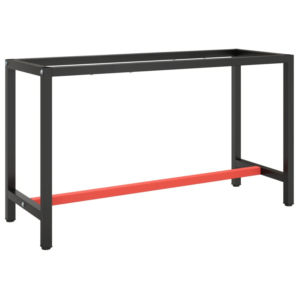 Ramme til arbeidsbenk matt svart og rød 140x50x79 cm metall