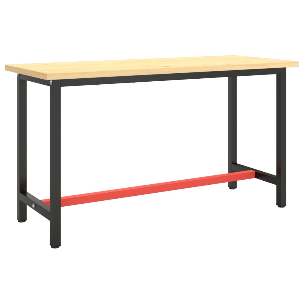 Ramme til arbeidsbenk matt svart og rød 140x50x79 cm metall