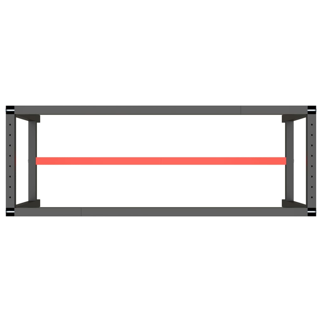 Ramme til arbeidsbenk matt svart og rød 140x50x79 cm metall