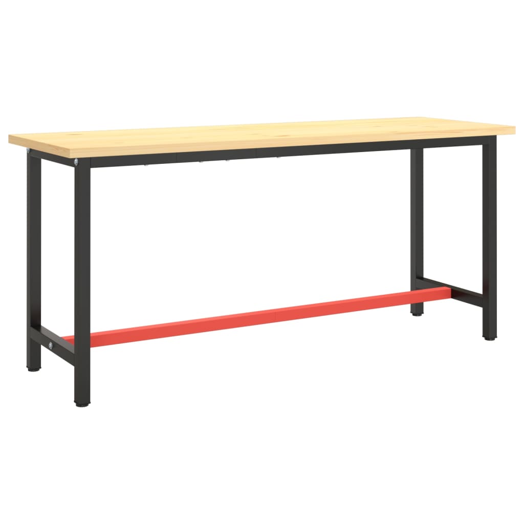 Ramme til arbeidsbenk matt svart og rød 170x50x79 cm metall