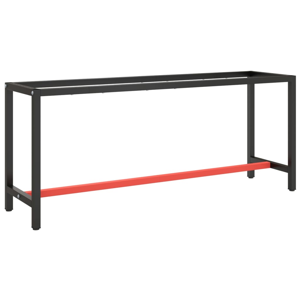 Ramme til arbeidsbenk matt svart og rød 190x50x79 cm metall