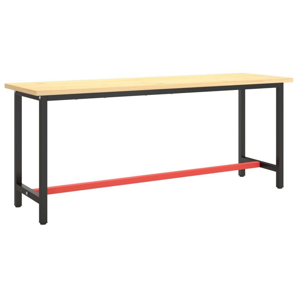 Ramme til arbeidsbenk matt svart og rød 190x50x79 cm metall