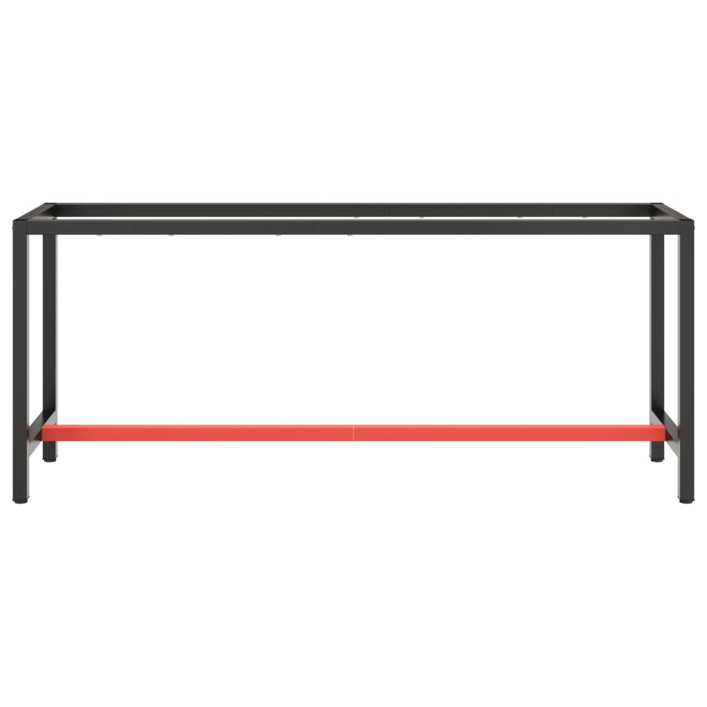 Ramme til arbeidsbenk matt svart og rød 190x50x79 cm metall