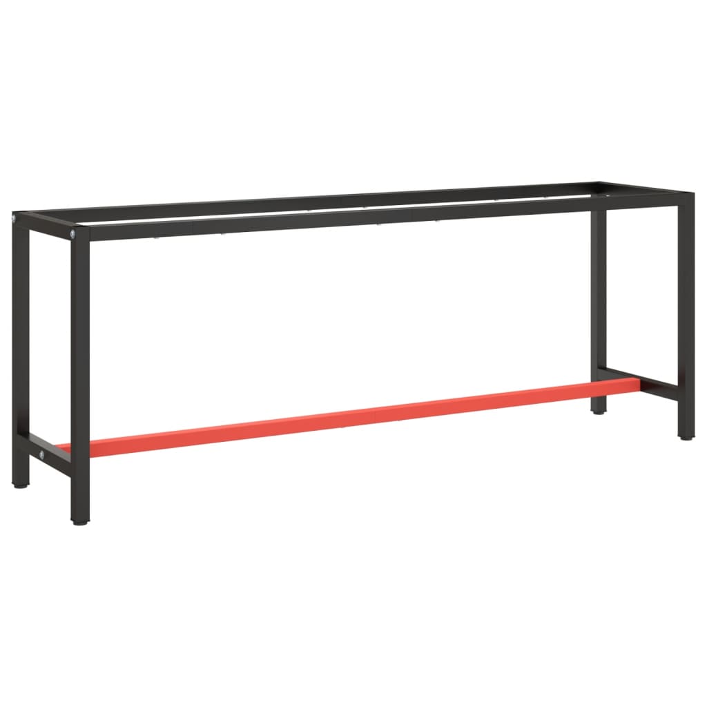 Ramme til arbeidsbenk matt svart og rød 210x50x79 cm metall