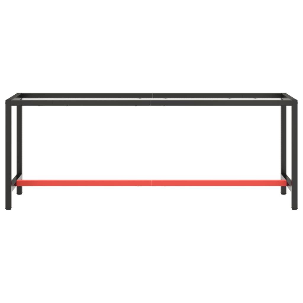 Ramme til arbeidsbenk matt svart og rød 210x50x79 cm metall
