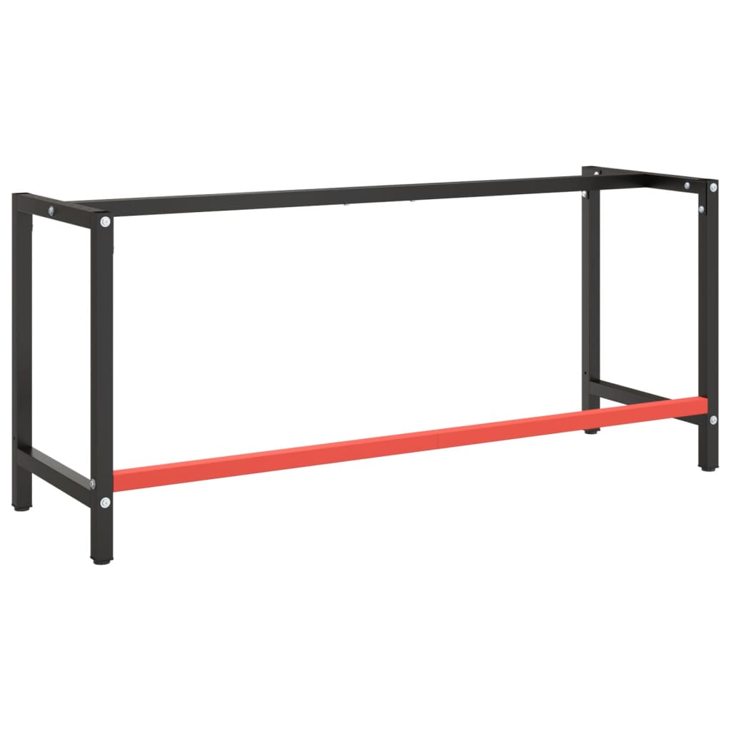 Ramme til arbeidsbenk matt svart og rød 180x57x79 cm metall