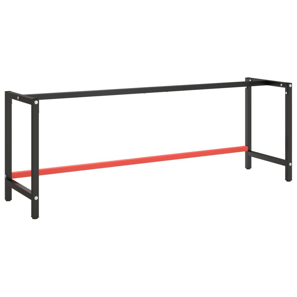 Ramme til arbeidsbenk matt svart og rød 220x57x79 cm metall