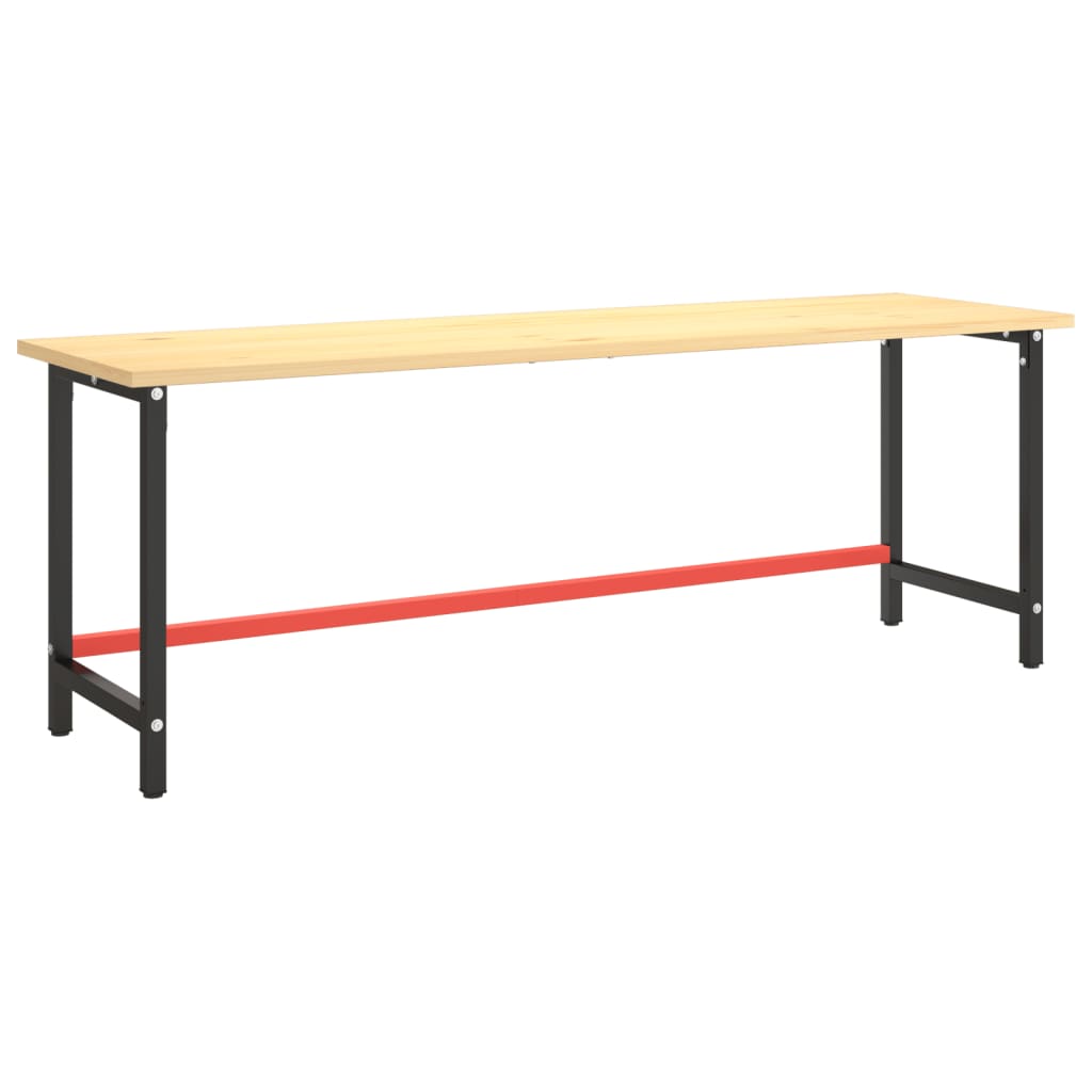 Ramme til arbeidsbenk matt svart og rød 220x57x79 cm metall