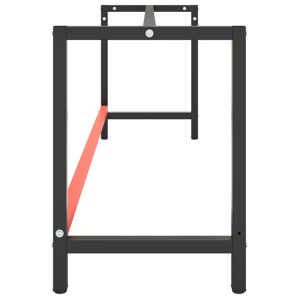 Ramme til arbeidsbenk matt svart og rød 220x57x79 cm metall