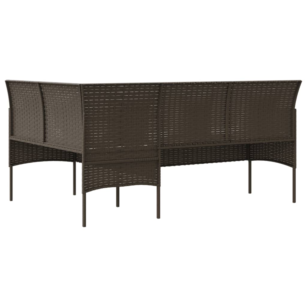 Sofa L-formet med puter polyrotting brun