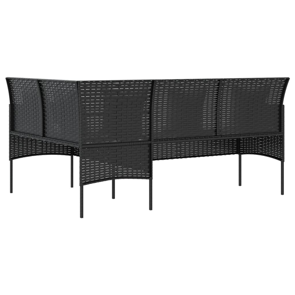 Sofa L-formet med puter polyrotting svart