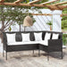 Sofa L-formet med puter polyrotting svart