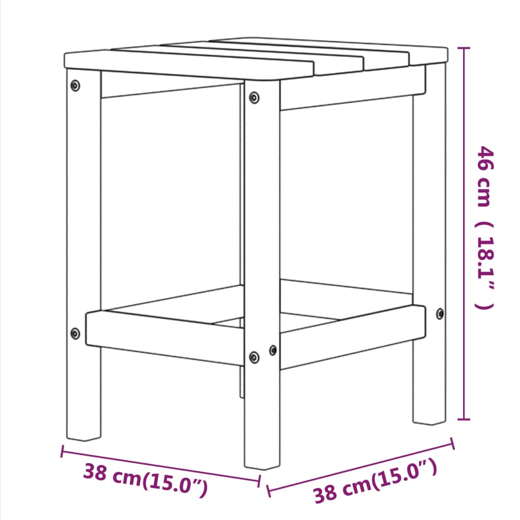 Adirondack hagebord havblå 38x38x46 cm HDPE